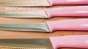 Paris Hilton 12 Piece Knife and Kitchen Utensil Set with Caddy, Pink