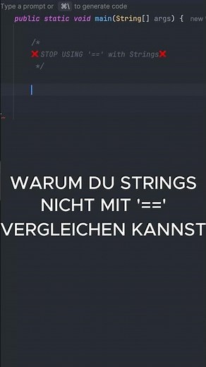 Warum dein Java-Code bei String-Vergleichen falsch ist... '==' vs '.equals()' #programming #coding