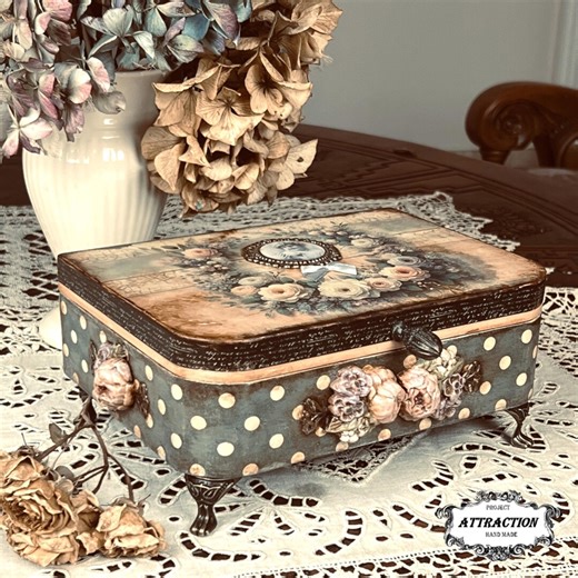 Decoupage Wooden Box, Floral Vintage Style, Home Decor - Etsy UK