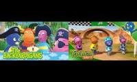 Mix of 2 videos from youtube : The Backyardigans Theme Song Comparison