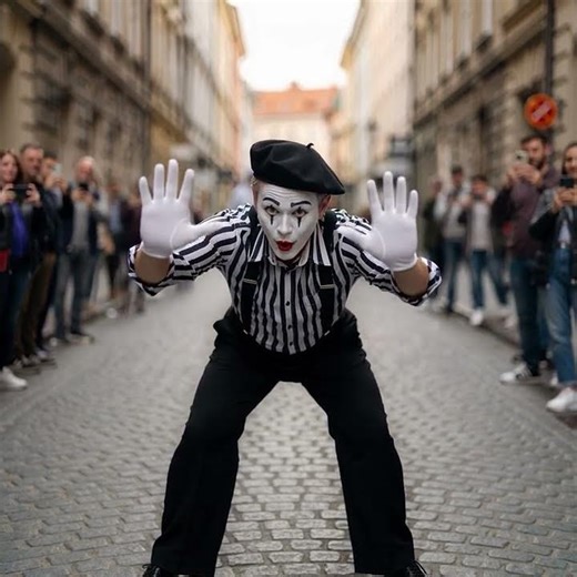 Paris Street Mime Performance 🎭✨ #paris #streetart #mime #performance #viral #artist #fun #talent