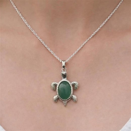 Natural Green Aventurine Turtle Pendant Handmade Necklace, Healing Crystal Jewelry for Protection Free Chain - Etsy