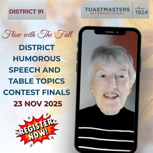 Meet Lucinda Brooks ... Come network, laugh, and learn with me, I’ll be there ready to cheer, connect, and have some fun! If you’ve ever wanted to experience the energy of a live contest, the fun of meeting members from across the district, and the inspiration that comes from hearing world-class speakers… this is your moment! 📅 Sunday 23 Nov 2025 📍 LSBU – London South Bank University, 103 Borough Rd, SE1 0AA 🎟️ Register now: https://conference.d91toastmasters.org.uk/autumn-contests #District9