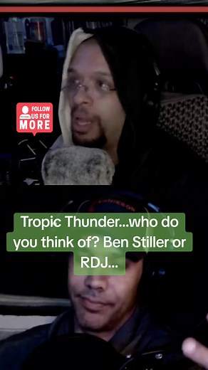 who do you prefer? follow us on patreon | www.patreon.com/blackandwhitereviews #tropicthunder #dodgeball #rdj #robertdowneyjr #benstiller #movies | Black & White Reviews