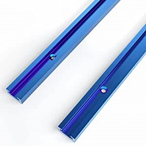 UTOOL 24 Inch Double Cut Profile Universal T Track with Predrilled Mounting Holes and Screws for wood, Sandblast Anodized Aluminum Extrusion T Rail Track for Woodworking, 2Pack (Sapphire Blue)