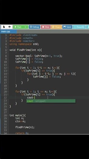 Sieve of Eratosthenes | Find prime numbers till n C++ code, Time & Space Complexity #coding #prime