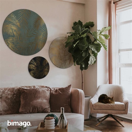 Creating a gallery wall using round canvas prints is a piece of cake! 🎂🍰Follow these three easy steps, and you'll have a stunning wall in no time: 👉 Head over to https://kont.ly/f283eba5 and order three paintings in the same style and different sizes. 👉 Pick a spacious wall and evenly space the paintings, creating a seamless composition that will leave your guests speechless. 👉 Don't forget to snap a picture of your quick renovation! This way, you can see how amazing it looks on your wall. 