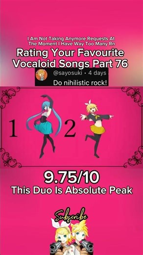Rating Your Favourite Vocaloid Songs Part 76 #vocaloid #projectsekai #hatsunemiku #miku #teto #yt