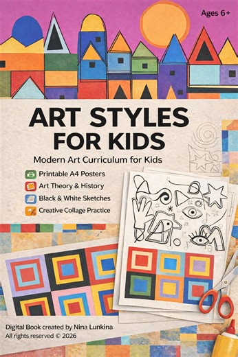 Guided Art Curriculum Famous Artists Study 8 Lessons Art Styles Collage for Kids 6  Modern Art Printable Posters Theory Sketches - Etsy