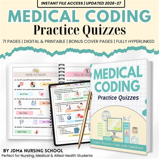 Medical Coding Quiz Hyperlinked Bundle | ICD-10 CPT Practice Questions | Anatomy & Medical Terminology Study Guide | Printable PDF - Etsy Australia