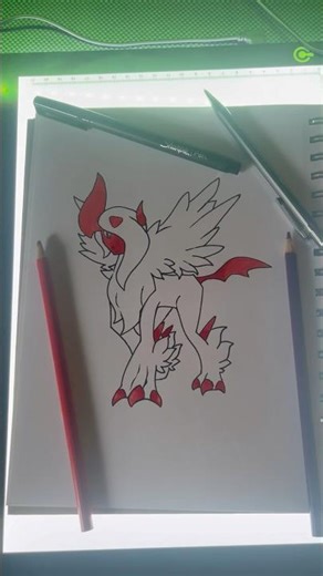 Drawing Shiny Mega Absol Freehanded #pokemon #shinypokemon