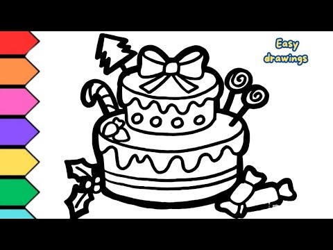 Draw a Christmas Cake Step-by-Step! 🎄 Easy Holiday Cake Drawing Tutorial for Beginners