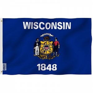 ANLEY Fly Breeze 3x5 Foot Wisconsin State Flag - Vivid Color and UV Fade Resistant - Canvas Header and Double Stitched - Wisconsin WI Flags Polyester with Brass Grommets 3 X 5 Ft