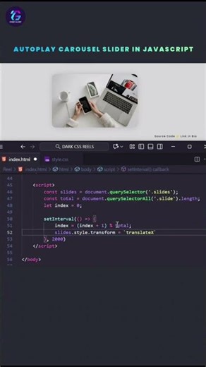 Modern Carousel Slider with Auto Play | HTML CSS JavaScript | #shorts #short #html #js #yt #trending