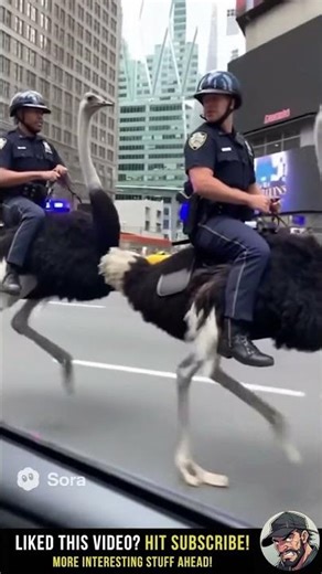 🚨 Ostrich Patrol?! Cops Riding Ostriches Caught on Dashcam 🐦🚓