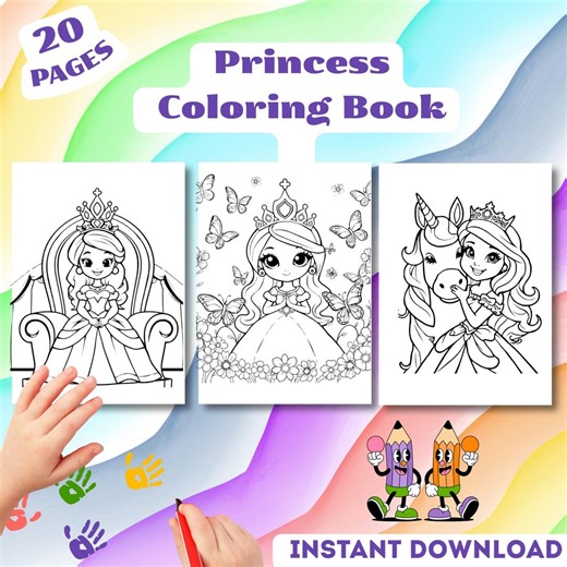 Princess Coloring Pages for Kids Ages 3–6 | Printable PDF - Etsy