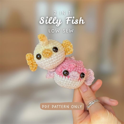 Poissons rigolos 2 en 1 | Couture facile | Modèle de crochet Poisson-pêcheur   Poisson-globe | Niveau débutant avancé | Idée de crochet estivale mignonne - Etsy France