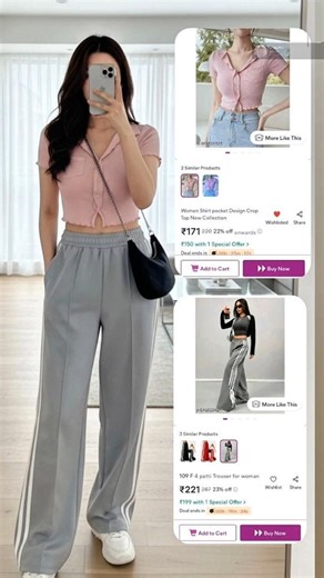 Pinterest Outfit Recreation: Pink Crop Top & Grey Pants! 💖✨ | Pinterest vs Reality #pinterestinspir
