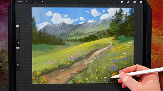 【Procreate】山野草甸绘画全流程揭秘 从第一笔到最终细节，带你解锁奇幻山野景观绘制技法 from Digital painting with Mark