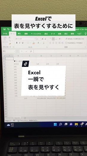 Excel一瞬で表を見やすくする方法！#Excel #エクセル #パソコン #パソコンスキル #仕事術 #TikTok教室