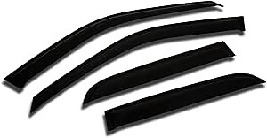 Outside Mount Car Window Rain Guards Compatible with Subaru Forester 2017-2018 | Tape-On | Rain Shields Window Visor Window Deflectors | Dark Smoke, 4 Pcs Set, WV2M-846B