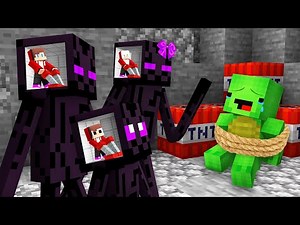 JJ Family Control Enderman Family MIND to KIDNAP Mikey in Minecraft (Maizen)