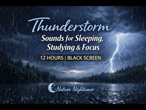 Thunderstorm Sounds for Sleeping, Studying & Focus | 12 Hours | Black Screen | Nature Nightwave