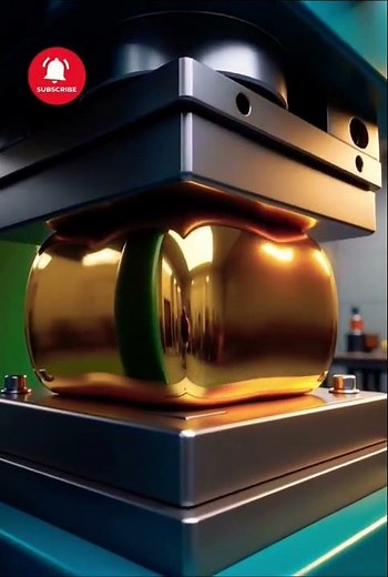 Hydraulic Press Crushing Gold Cube 💛⚙️ | Ultra Satisfying Explosion in 4K #hydraulic #shortvideo