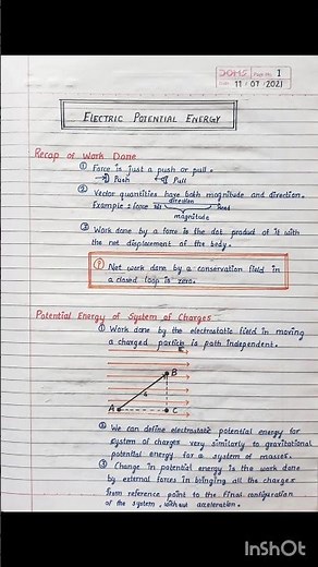 Electric Potential and Capacitance Notes | Physics | Class 12 | NEET | CBSE | HSC #neet #neetnotes