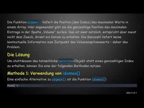 Wie man bei Verwendung von argmax() in Pandas das Datum statt des Index erhält