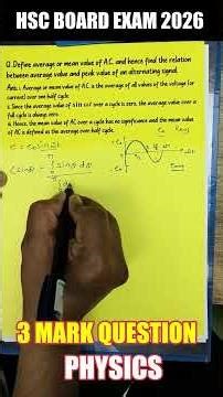 3 Mark | Relation b/t Average and Mean Value irms | AC Circuits अल्टीमेट शॉर्टकट | Mukesh Sir #hsc