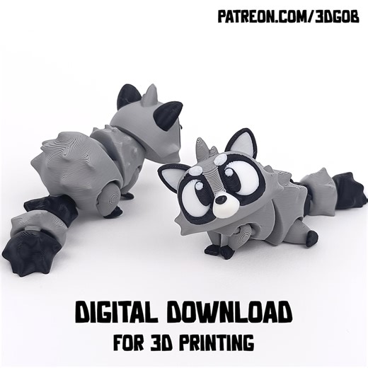 Articulated Raccoon 3D Print File: Flexi Fidget Toy (STL & 3MF Digital Download) - Etsy