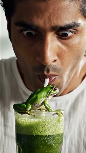 Green Juice Gone Wrong! #greenjuice #OMG #funny #frog #helthyjuice #rarefood
