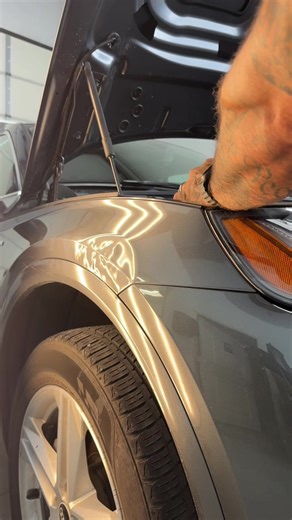 Deep front fender damage repair with #paintlessdentrepair #dallas #frisco