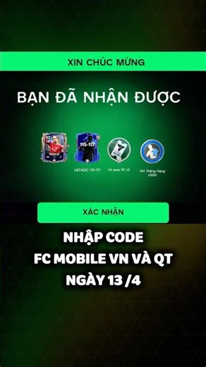 Nhập Code FC Mobile Sever Việt Nam Và Quốc Tế Mới Nhất Nhận Quà 🎁 #fcmobile #codefcmobile
