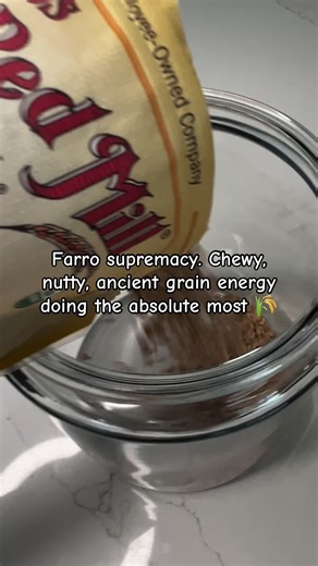 This is farro in its prime. Firm, satisfyingly chewy, and deeply nutty with a cozy, wheat-forward flavor that feels rustic and grounding. It holds its bite beautifully, never mushy, making it perfect for warm salads, soups, grain bowls, or anywhere rice just feels a little… basic. It tastes hearty, earthy, and comforting in a slow-food, Mediterranean way. Farro is a whole ancient grain that’s naturally rich in fiber to support digestion and gut health, while keeping you fuller longer. It’s a sol