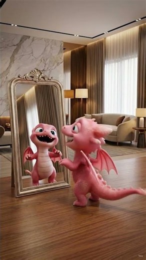 🪞🐉 Baby Dragon looked in the mirror... and couldn't stop laughing! 😂