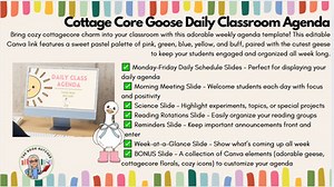 Cottagecore Goose-Themed Weekly Class Agenda | Editable Canva Template