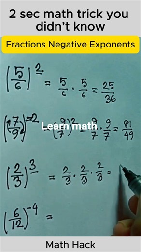 Laws of Exponents for Fractions with Negative Expo #mathskills #maths #mathstricks #knowledge
