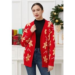 Merry Gingerbread Man Knit Cardigan