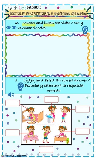 Daily routines online pdf worksheet