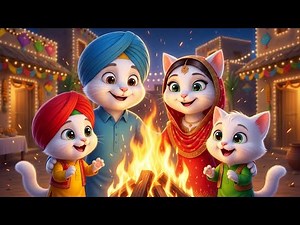 Lohri Song for Kids 🔥 Kitty Family Dance | Cute Cartoon Festival Song