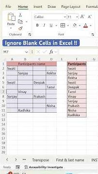 How to ignore blank cells in excel ? #learnexcel #exceltips