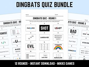 Dingbats Quiz Bundle: 12 Printable Picture Quizzes in 1, Downloadable Rebus Puzzles, Pub Quiz Sheets, Family Game Night - Etsy