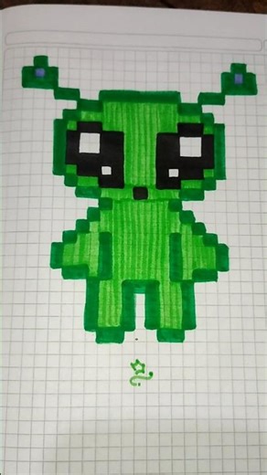 Alien pixel art 👽👾 #pixelart #art #draw#drawing#pixelartideas #aesthetic#shortsdrawing#alien #shorts