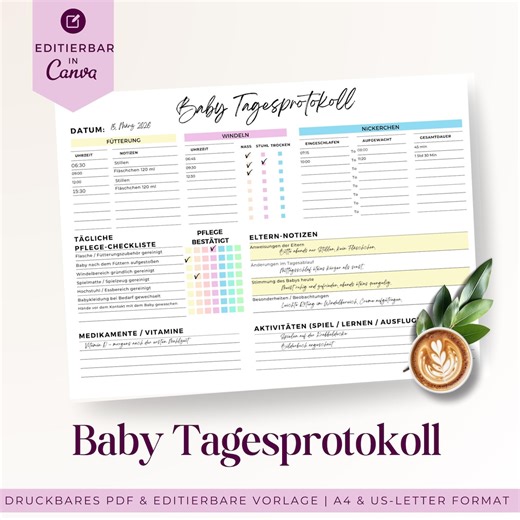 Baby Daily Log Printable Infant Care Log and Baby Feeding, Diaper, Sleep Tracker | Simple Newborn Daily Report for Parents & Nannies - Etsy Canada