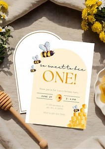 Bee Birthday Invitation Template, Honey Bee Birthday Invite, Editable Kids Birthday Invitation, Printable Digital Invite - Etsy