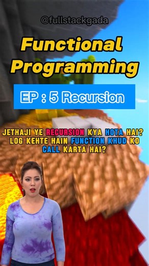 Fullstack Gada on Instagram: "📍 Functional Programming EP:5 🔁 Recursion 🫶 Learn with Jethalal and Babita 🤗 Follow For More Videos Concept : What is Recursion How to use Why use Code examples #recursion #programming #java #javascript #react #python #funcionalprograming #fullstackdeveloper #fresher #interviewtips #interview #bigginer #computerscience #csstudents #collage #cr7 #gta5 #techwithfun #tmkoc #jethalal #babitaji #jethababita #fullstackgada"