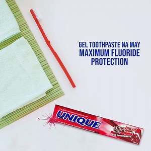 With Unique, kahit gel toothpaste may Maximum Fluoride Protection! At hindi lang yan, di ka lang protected laban sa tooth decay, with regular use, may fresh breath at healthy gums ka pa! A018P103119U | Unique Toothpaste