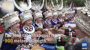 Over 5,000 people from all over the world joined together and enjoyed traditional #Miao ethnic food -- on a 900-meter-long table. ENJOY! | China Daily